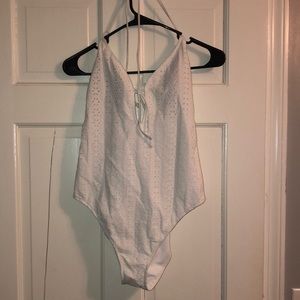 White laced bathing suit